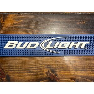 Bud Light Blue Rubber Bar Mat Spill Mat Rail Runner Home Bar Man Cave 23.5 Inch